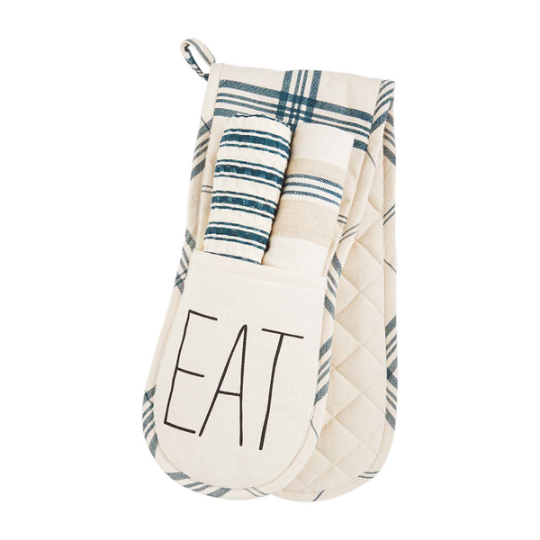 Mud Pie Eat Double Oven Mitt Set