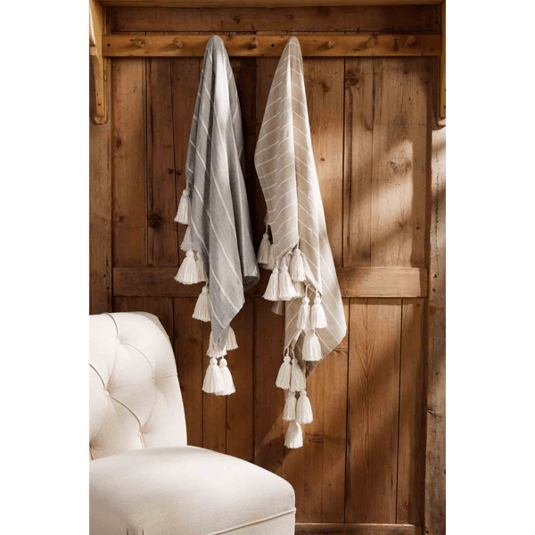 Stripe Tassel Throw Blanket - Thumbnail 3