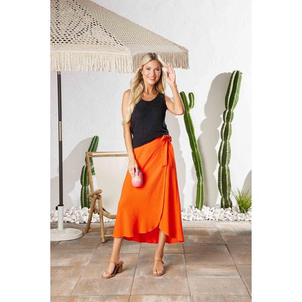 【INCHANT ME】Crack Twist Wrap Long Skirt inchant me - silky twist wrap long skirt - Codibook.