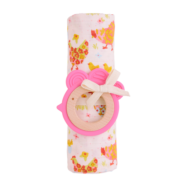 Girl Farm Swaddle And Teether
