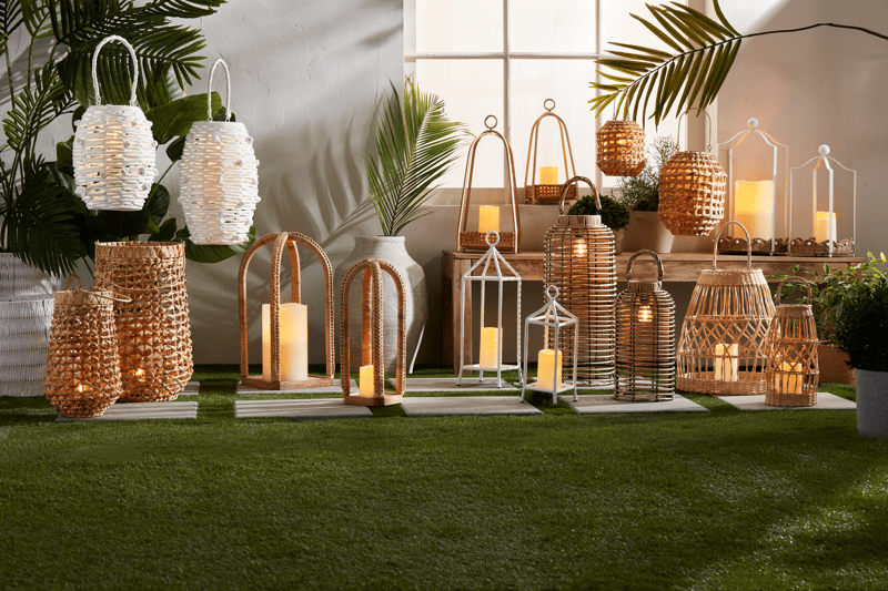 Woven Lanterns with Battery Lights | Mud Pie