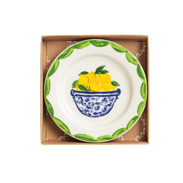 Lemon Bowl Boxed Trinket Dish | Dolomite Garden Accent Plate | Mud Pie