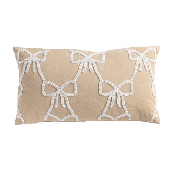 Lumbar Beaded Bow Pillow