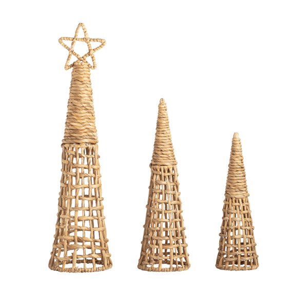 Woven Hyacinth Christmas Trees | 3-Piece Set | Mud Pie
