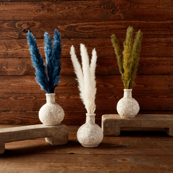 Green Pampas Stem Vase Set Mud Pie