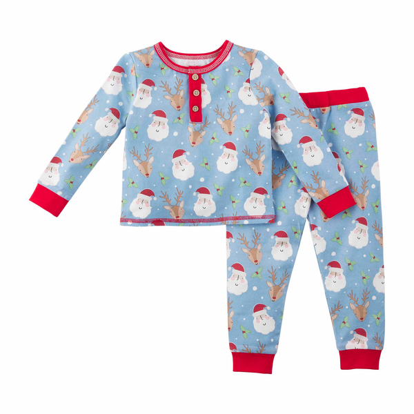 Blue Vintage Santa Toddler Pajama Set | Mud Pie